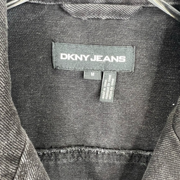 DKNY Studded Denim Moto Asymmetrical Zipper Jacket Size Medium NWT Black - Picture 7 of 8